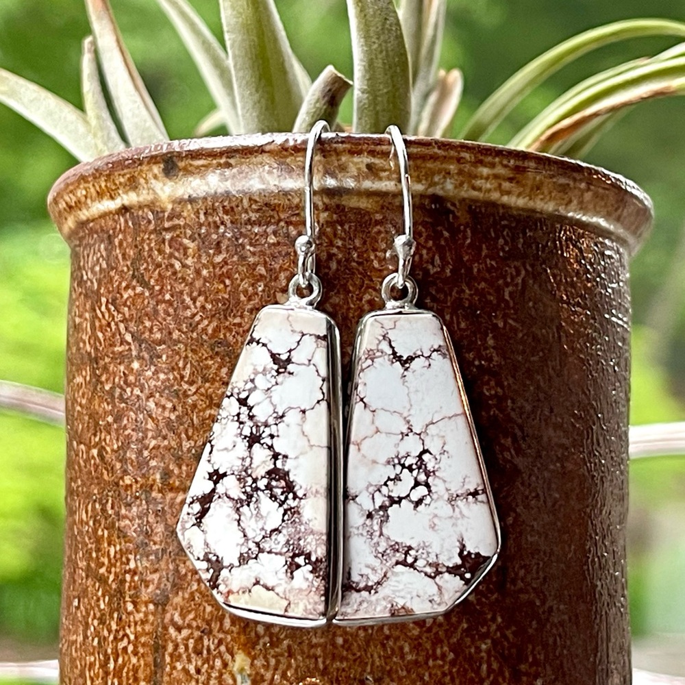 Natural Arizona Wild Horse Jasper Sterling Silver Earrings